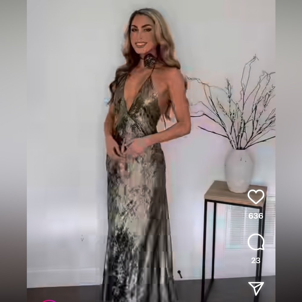 Zara Metallic Silver Halter Dress - Picture 16 of 16